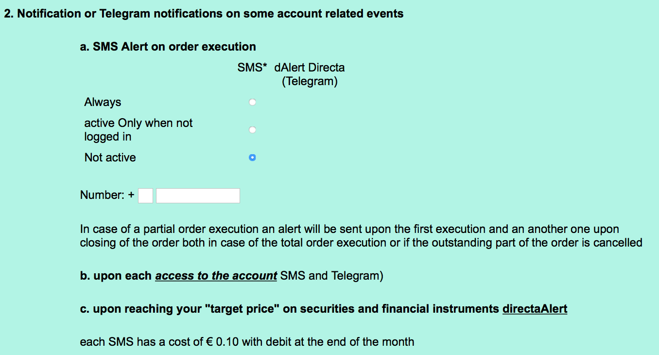 SMS Alert on order execution